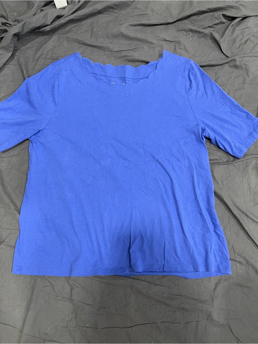 Talbots Blue Scallop Neck Short Sleeve Top